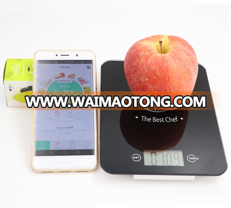 2017 Best Tempered Glass Panel Digital Nutrition Food Scale Kitchen Wireless BT with APP on Smart Phone